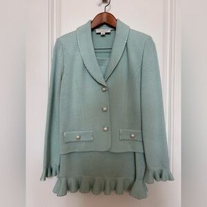 St. John Evening Seafoam Green Knit Suit